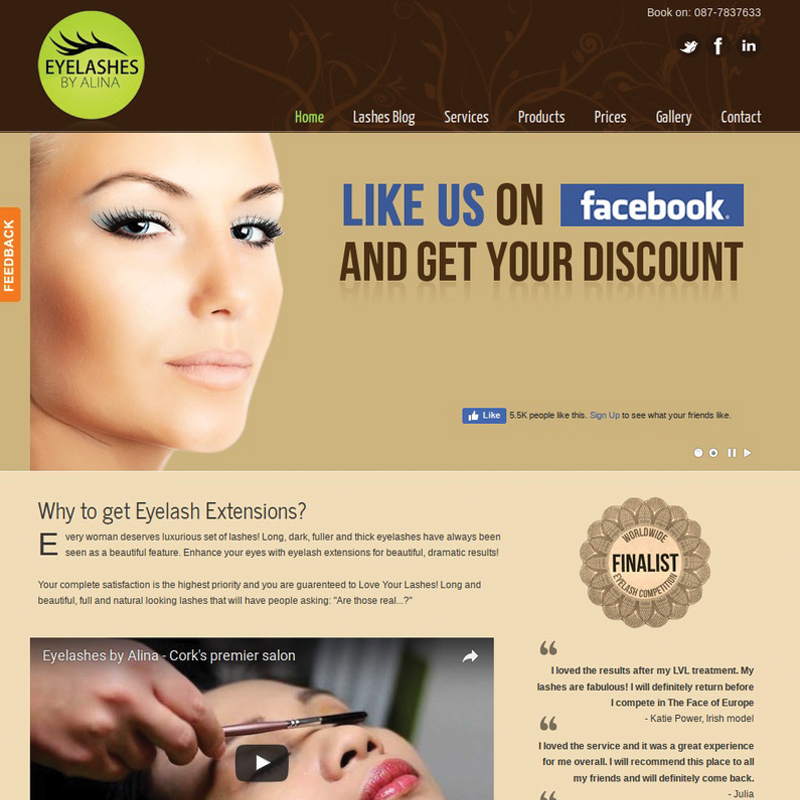 eyelashes extension WordPress woocommerce website
